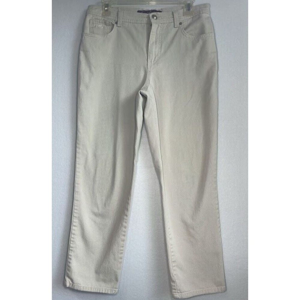 Gloria Vanderbilt Jeans Women 10 Ivory Denim Cotton Short Button‎ Mid Rise